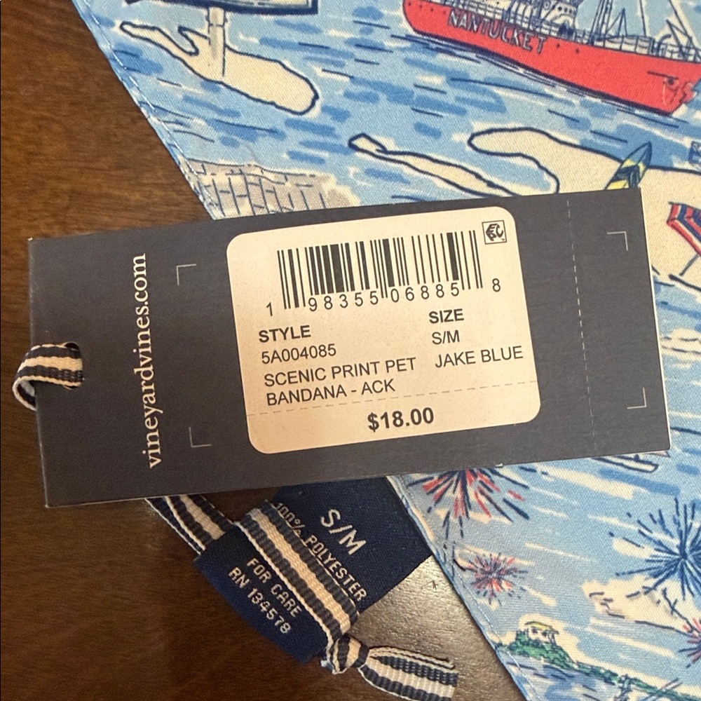 Nantucket Nautical Print Bandana - Blue S/M size - Picture 2 of 4